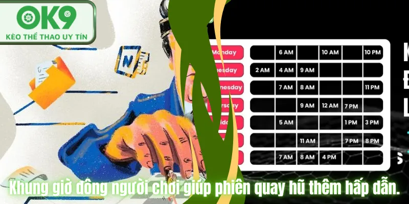 Khung giờ đông người chơi giúp phiên quay hũ thêm hấp dẫn.