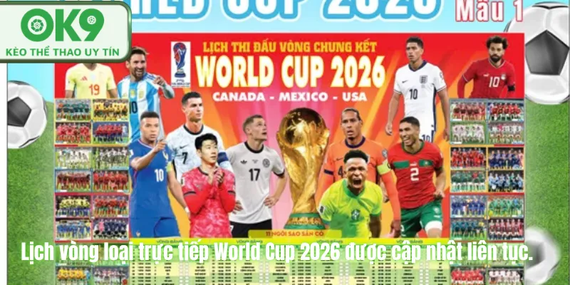 Lịch Thi Đấu World Cup 2026 Cập Nhật Chuẩn OK9 Lịch vòng loại trực tiếp World Cup 2026 được cập nhật liên tục.