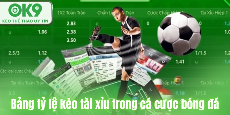Bảng tỷ lệ kèo tài xỉu trong cá cược bóng đá